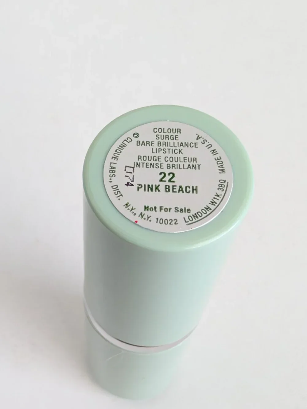 Clinique PINK BEACH #22 Surge Bare Brilliance Lipstick Green Tube Full Size New